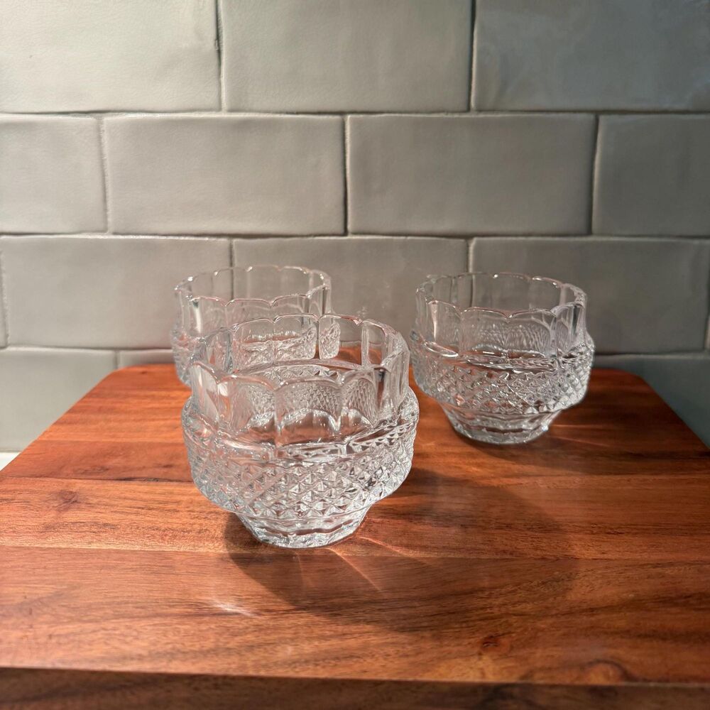 Vintage Shannon Crystal Empress Tealight Votives Set of 3 New In Box